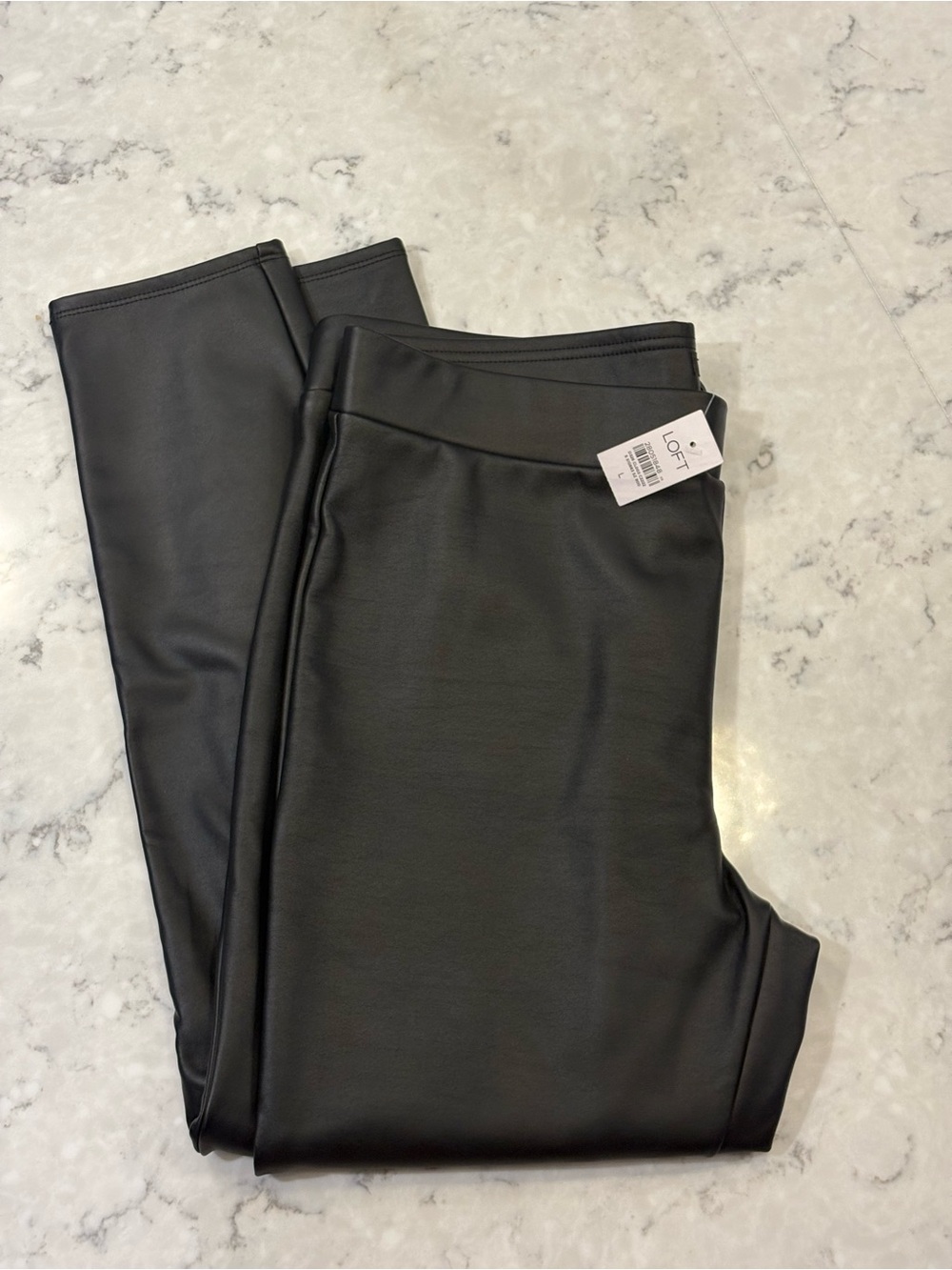 NWT LOFT  Women’s Black Faux Leather Leggings/Pants Large
